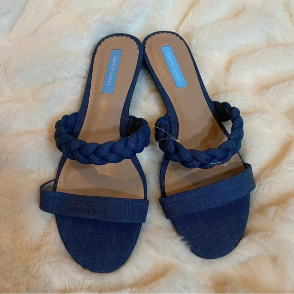 New! Draper James Ellie sandals chambray blue braided strap - Picture 9 of 11
